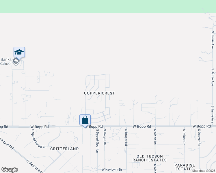 map of restaurants, bars, coffee shops, grocery stores, and more near 3372 South Spectrum Avenue in Tucson