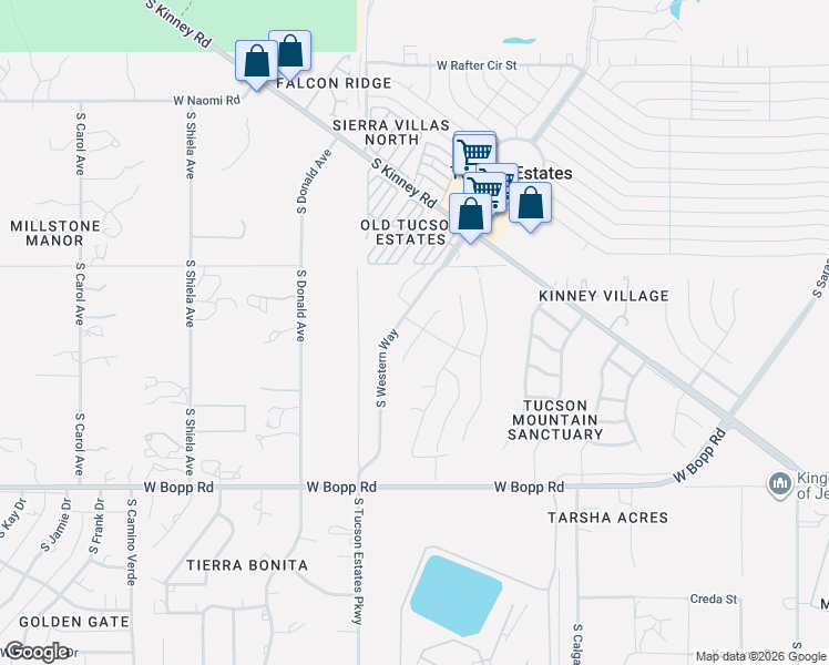 map of restaurants, bars, coffee shops, grocery stores, and more near 6087 West Echo Crossing Road in Tucson