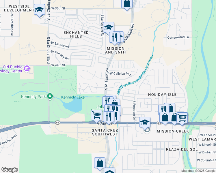 map of restaurants, bars, coffee shops, grocery stores, and more near 1794 West Calle Acapulco in Tucson