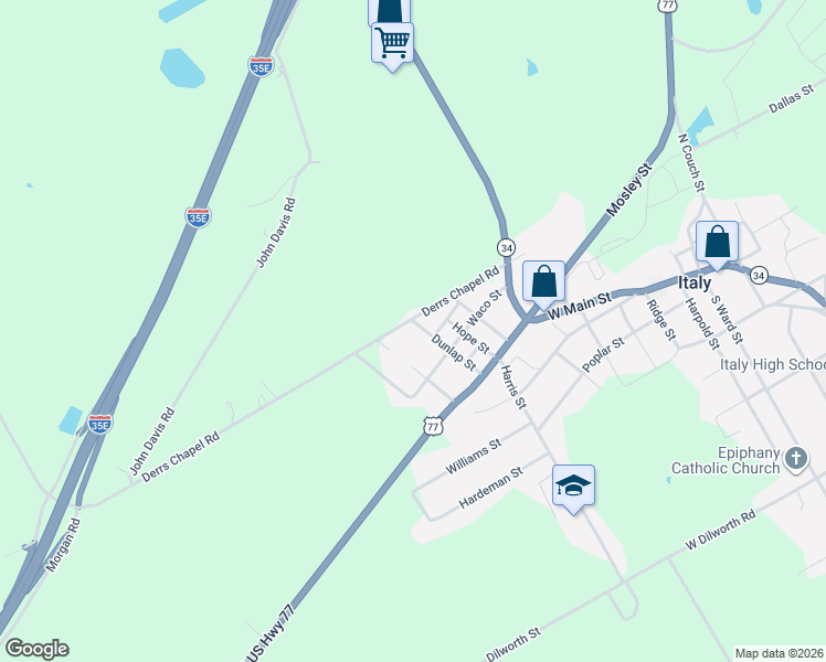 map of restaurants, bars, coffee shops, grocery stores, and more near 225 Dunlap Street in Italy