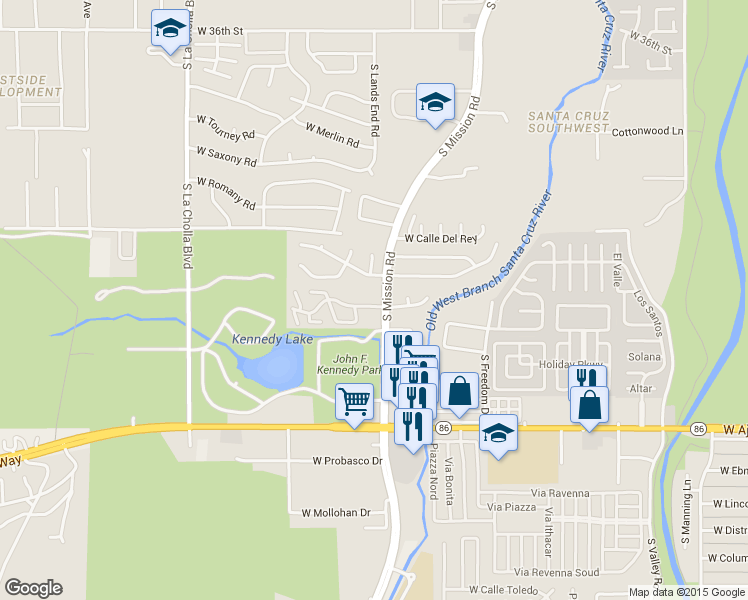 map of restaurants, bars, coffee shops, grocery stores, and more near 1794 West Calle Acapulco in Tucson