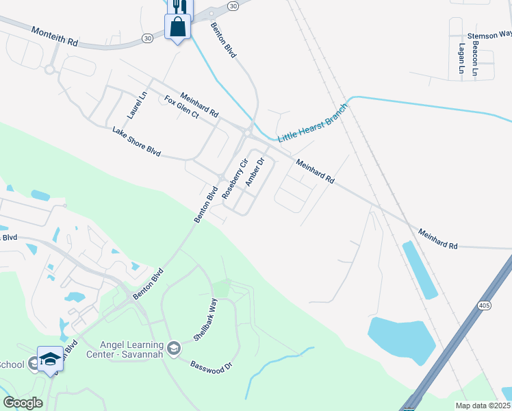 map of restaurants, bars, coffee shops, grocery stores, and more near 92 Roseberry Circle in Port Wentworth