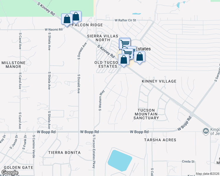 map of restaurants, bars, coffee shops, grocery stores, and more near 6088 West Echo Crossing Road in Tucson