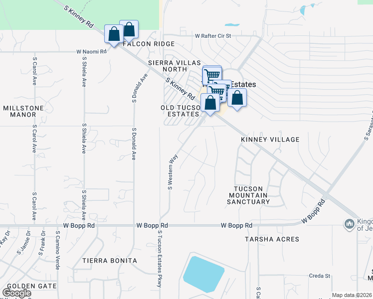 map of restaurants, bars, coffee shops, grocery stores, and more near 6088 West Echo Crossing Road in Tucson