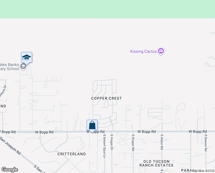map of restaurants, bars, coffee shops, grocery stores, and more near 3364 South Rose Gold Avenue in Tucson