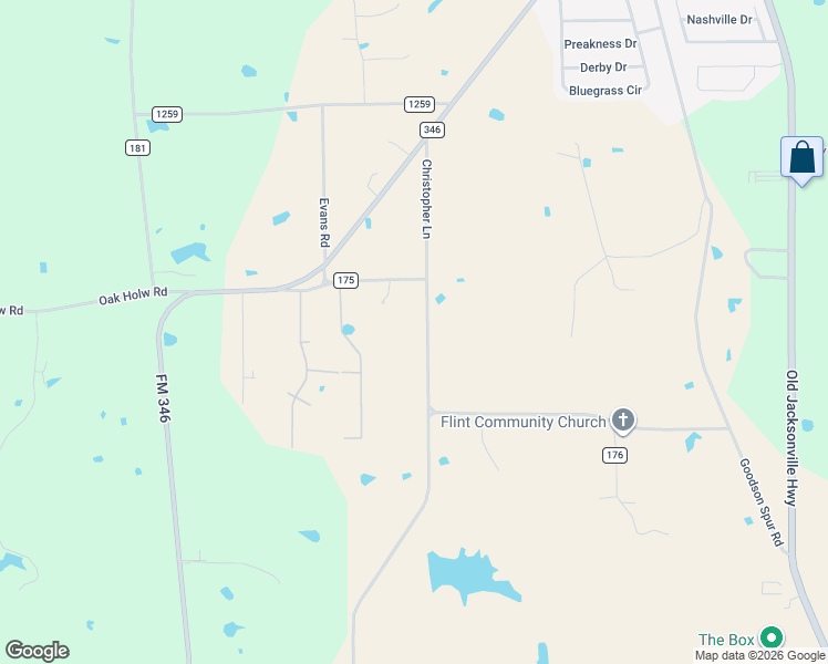 map of restaurants, bars, coffee shops, grocery stores, and more near 20200-20598 Christopher Lane in Bullard