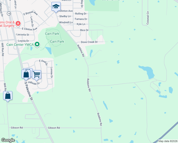 map of restaurants, bars, coffee shops, grocery stores, and more near 1401 Robbins Road in Athens