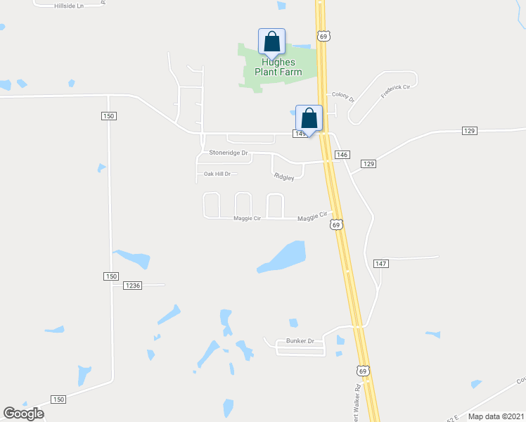 map of restaurants, bars, coffee shops, grocery stores, and more near 168 Ken Circle in Flint