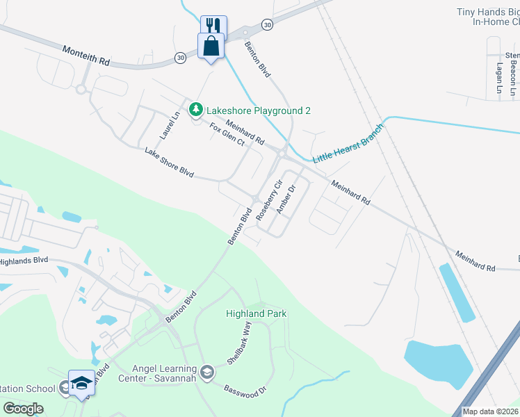 map of restaurants, bars, coffee shops, grocery stores, and more near 38 Roseberry Circle in Port Wentworth