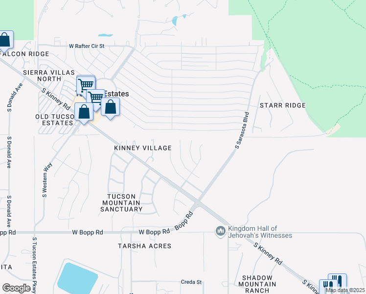 map of restaurants, bars, coffee shops, grocery stores, and more near 3237 South Thunder Chorus Road in Tucson