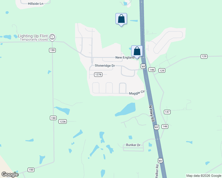 map of restaurants, bars, coffee shops, grocery stores, and more near 209 Cass Circle in Flint