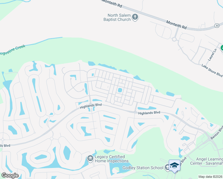 map of restaurants, bars, coffee shops, grocery stores, and more near 49 Timber Crest Court in Pooler