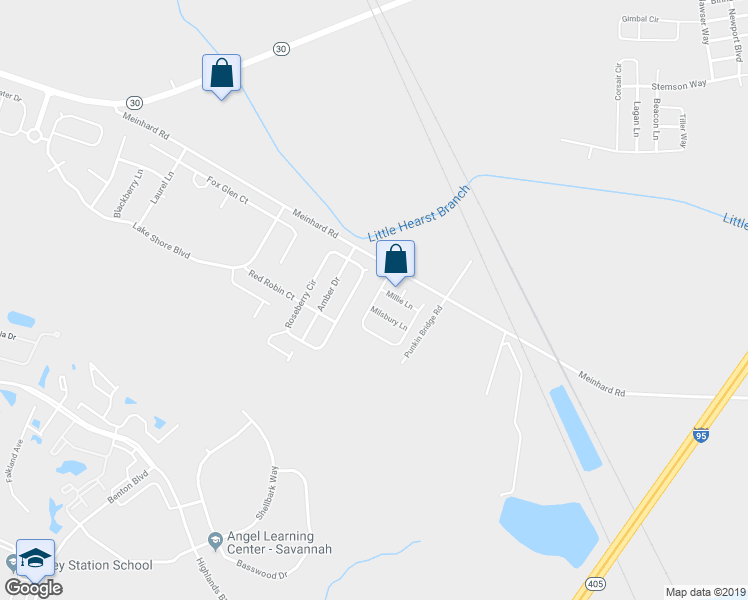 map of restaurants, bars, coffee shops, grocery stores, and more near 38 Braxton Manor Drive in Port Wentworth