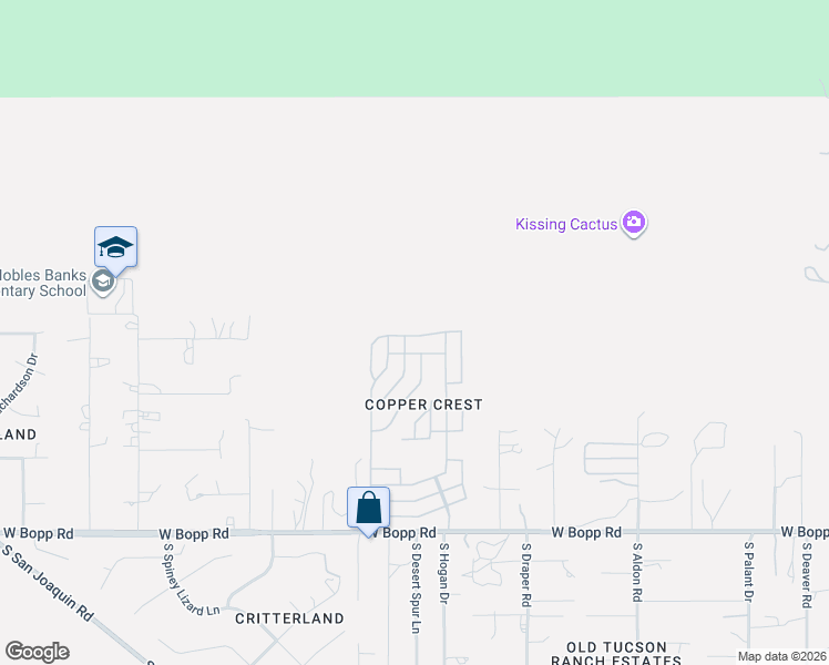 map of restaurants, bars, coffee shops, grocery stores, and more near 7706 West Copper Nugget Drive in Tucson