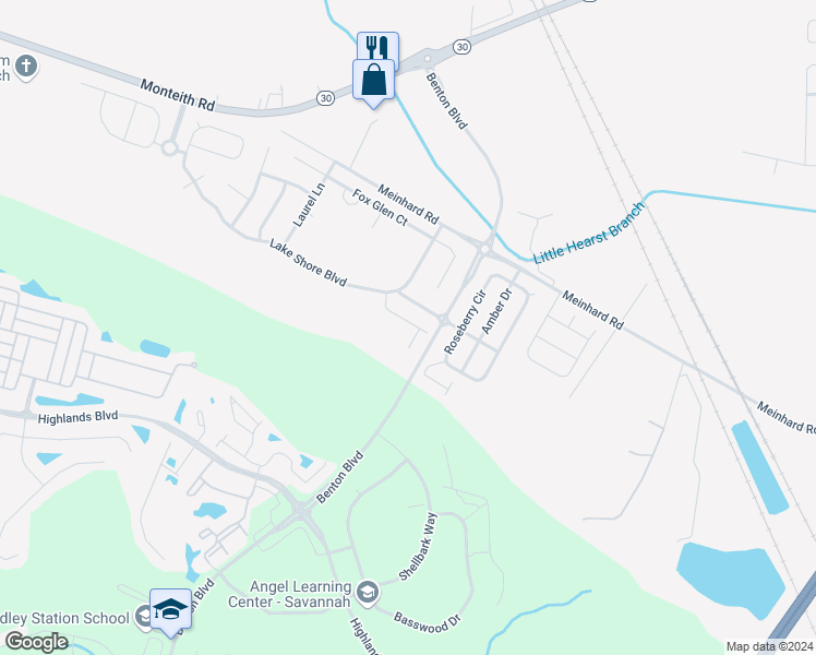 map of restaurants, bars, coffee shops, grocery stores, and more near 38 Brown Thrasher Court in Port Wentworth