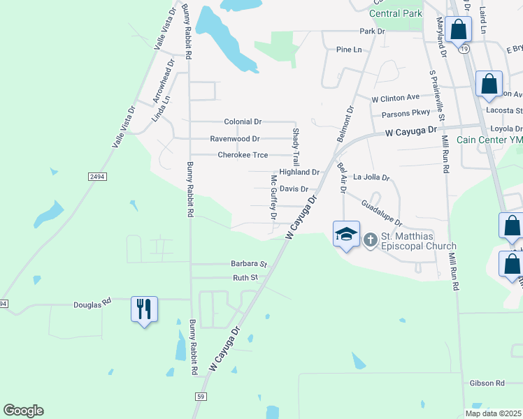 map of restaurants, bars, coffee shops, grocery stores, and more near 505 Pine Oak Drive in Athens