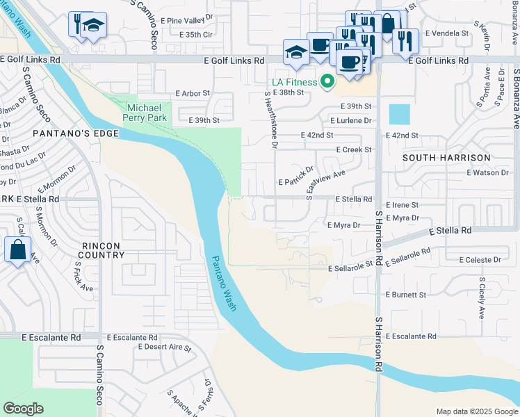 map of restaurants, bars, coffee shops, grocery stores, and more near 3252 South Kristina Park Loop in Tucson