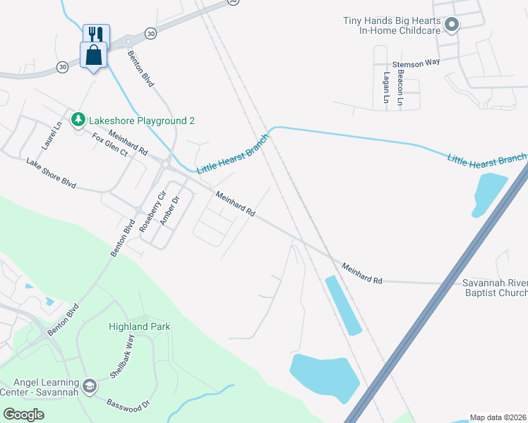 map of restaurants, bars, coffee shops, grocery stores, and more near 640 Monteith Road in Port Wentworth