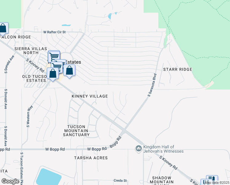 map of restaurants, bars, coffee shops, grocery stores, and more near 3237 South Thunder Chorus Road in Tucson