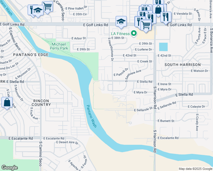 map of restaurants, bars, coffee shops, grocery stores, and more near 3252 South Kristina Park Loop in Tucson