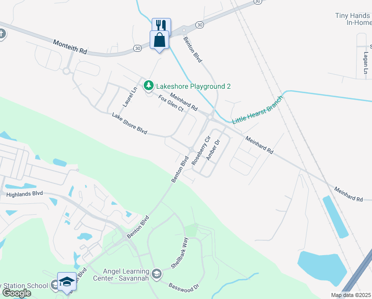 map of restaurants, bars, coffee shops, grocery stores, and more near 38 Brown Thrasher Court in Port Wentworth