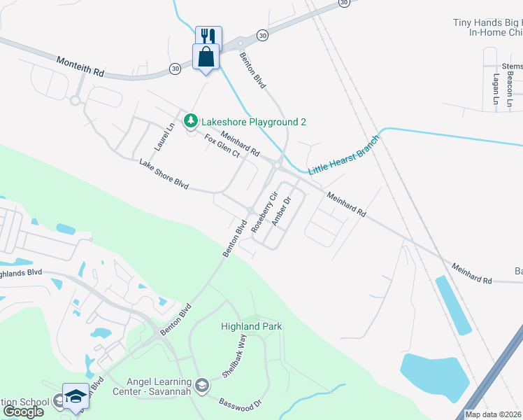 map of restaurants, bars, coffee shops, grocery stores, and more near 38 Roseberry Circle in Port Wentworth