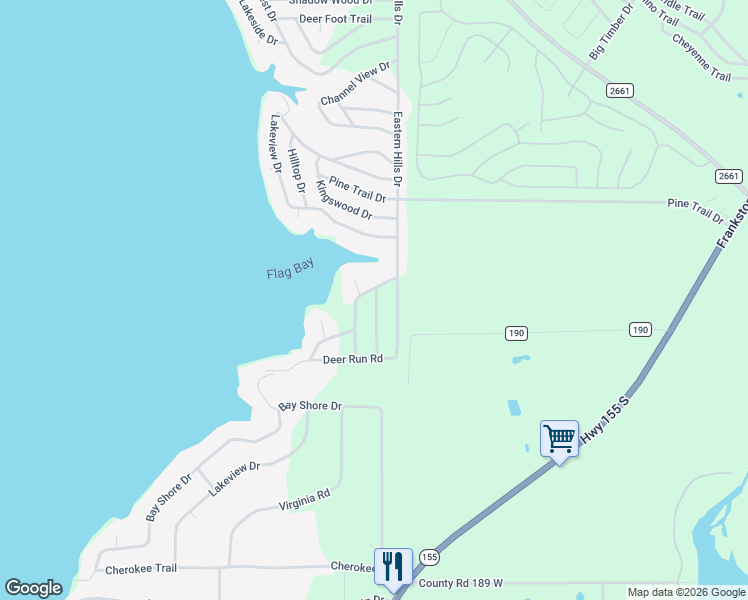 map of restaurants, bars, coffee shops, grocery stores, and more near 20437 High Point Drive in Flint