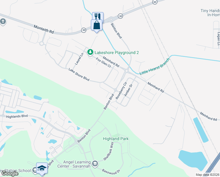 map of restaurants, bars, coffee shops, grocery stores, and more near 38 Brown Thrasher Court in Port Wentworth