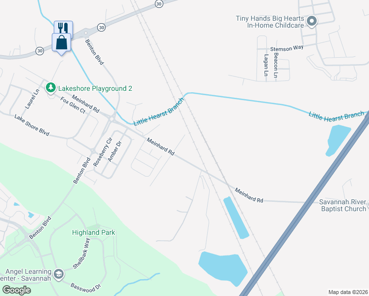 map of restaurants, bars, coffee shops, grocery stores, and more near 640 Monteith Road in Port Wentworth