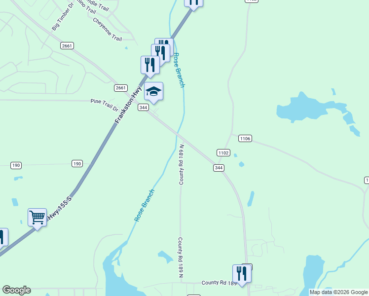 map of restaurants, bars, coffee shops, grocery stores, and more near 17845 Farm to Market 344 in Flint