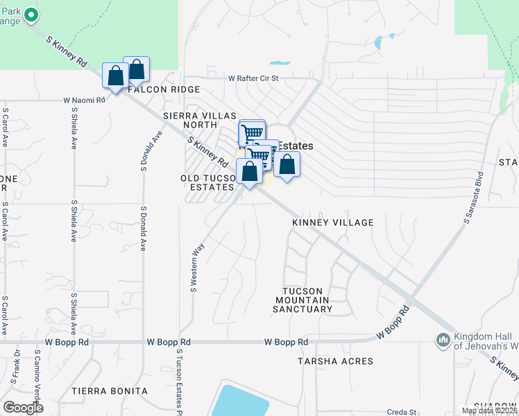 map of restaurants, bars, coffee shops, grocery stores, and more near 3237 South Desert Echo Road in Tucson