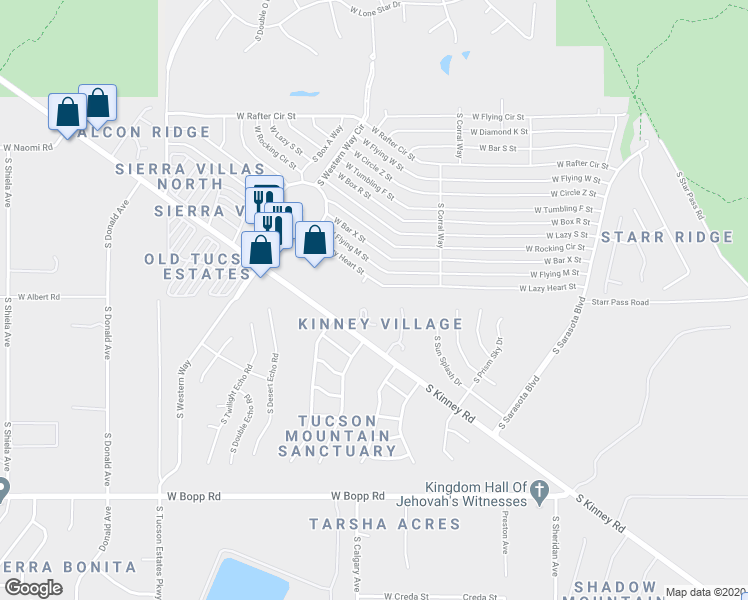 map of restaurants, bars, coffee shops, grocery stores, and more near 5784 West Treasure Point Place in Tucson