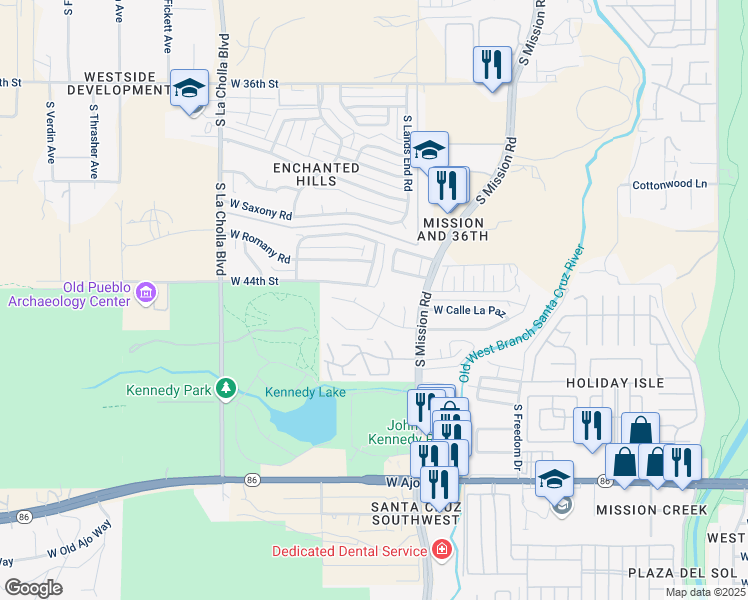 map of restaurants, bars, coffee shops, grocery stores, and more near 1804 West Horn Mesa Place in Tucson