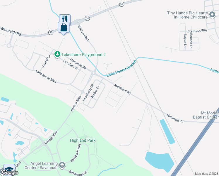 map of restaurants, bars, coffee shops, grocery stores, and more near 8 Braxton Manor Drive in Port Wentworth