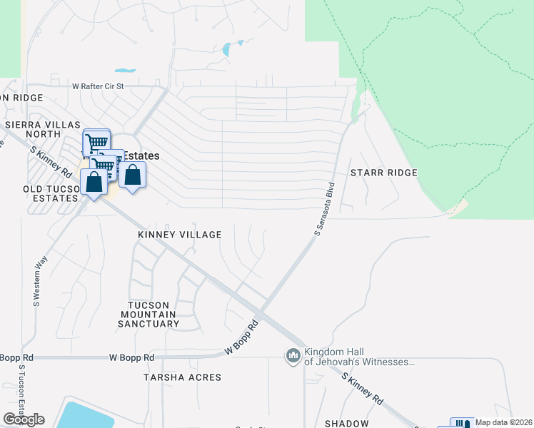 map of restaurants, bars, coffee shops, grocery stores, and more near 3268 South Prism Sky Drive in Tucson