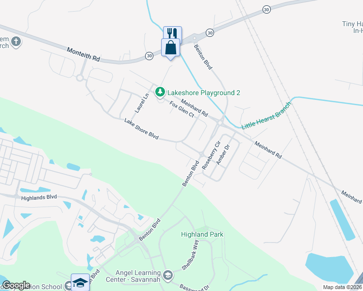 map of restaurants, bars, coffee shops, grocery stores, and more near 23 Brown Thrasher Court in Port Wentworth