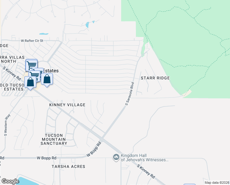 map of restaurants, bars, coffee shops, grocery stores, and more near 5440 West Flying M Street in Tucson