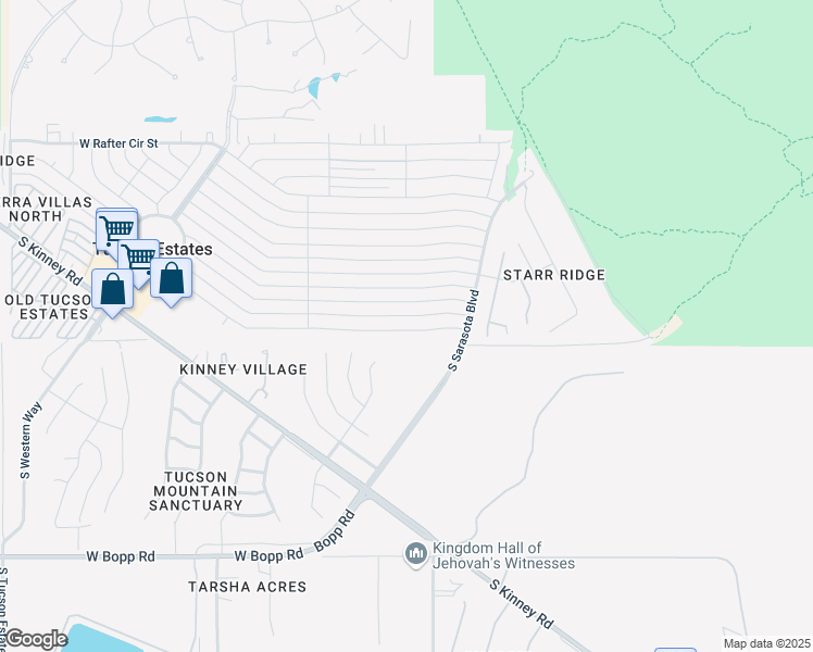map of restaurants, bars, coffee shops, grocery stores, and more near 5440 West Flying M Street in Tucson