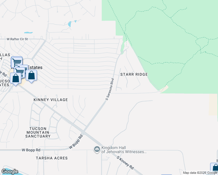 map of restaurants, bars, coffee shops, grocery stores, and more near 5340 West Lazy Heart Street in Tucson