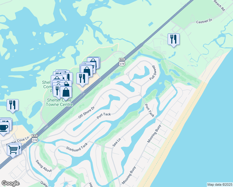map of restaurants, bars, coffee shops, grocery stores, and more near 9 Off Shore in Hilton Head Island