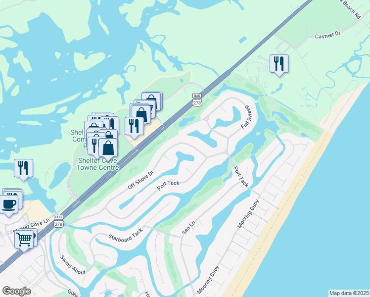 map of restaurants, bars, coffee shops, grocery stores, and more near 9 Off Shore in Hilton Head Island