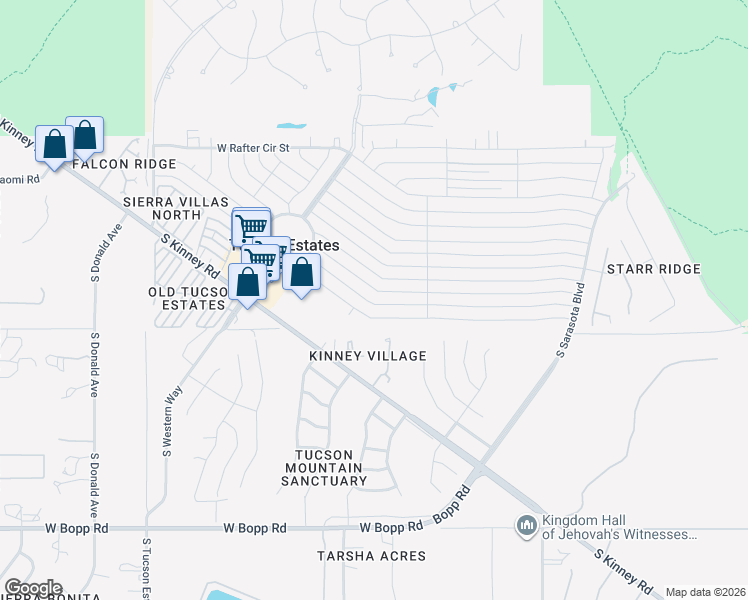 map of restaurants, bars, coffee shops, grocery stores, and more near 5732 West Flying M Street in Tucson