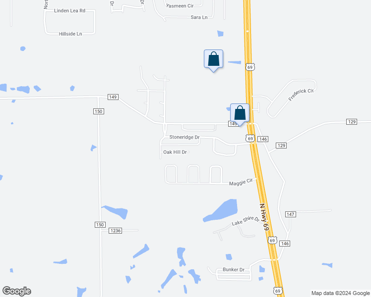 map of restaurants, bars, coffee shops, grocery stores, and more near 3754 Oak Hill Drive in Flint