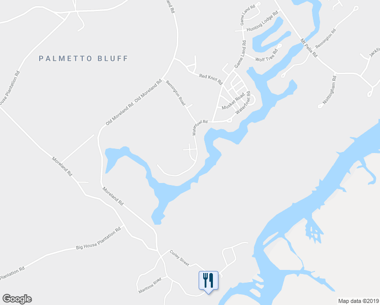 map of restaurants, bars, coffee shops, grocery stores, and more near Cane Cutter in Bluffton