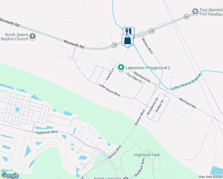 map of restaurants, bars, coffee shops, grocery stores, and more near 59 Lake Shore Boulevard in Savannah