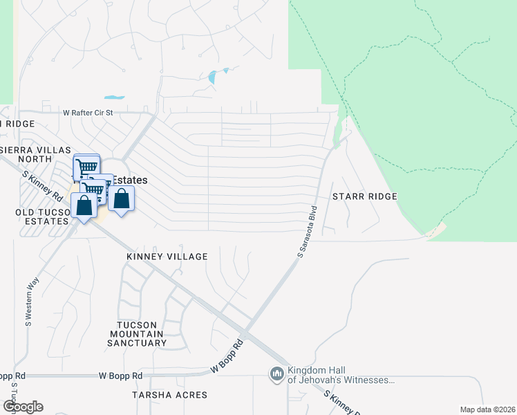 map of restaurants, bars, coffee shops, grocery stores, and more near 5440 West Flying M Street in Tucson