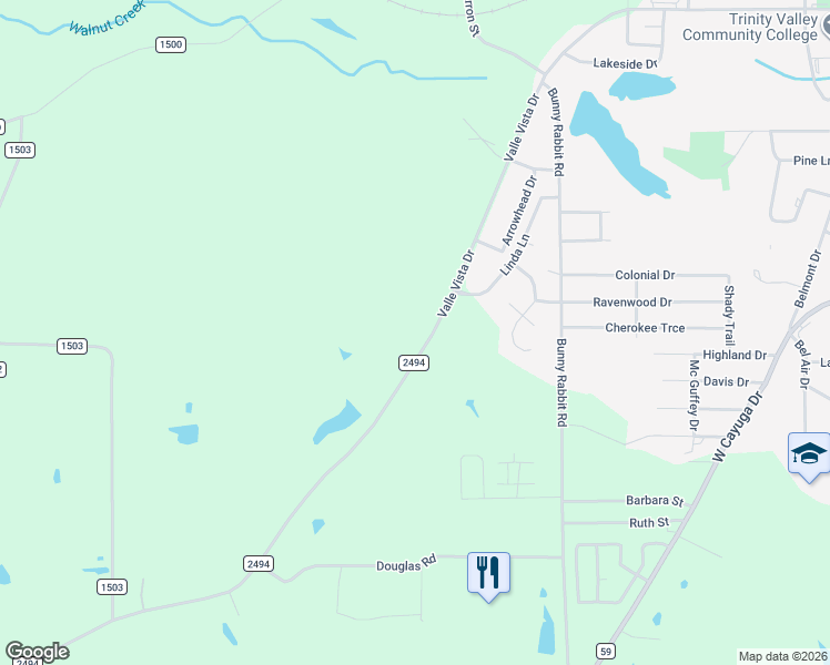 map of restaurants, bars, coffee shops, grocery stores, and more near 5160 Farm to Market 2494 in Athens