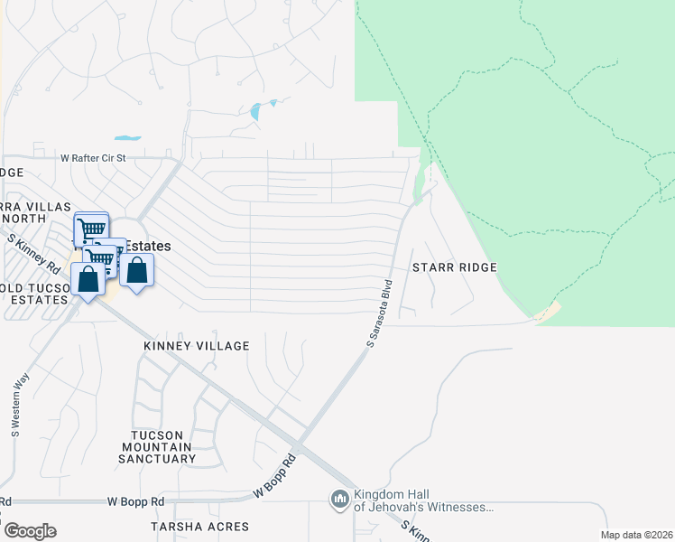 map of restaurants, bars, coffee shops, grocery stores, and more near 5441 West Box R Street in Tucson