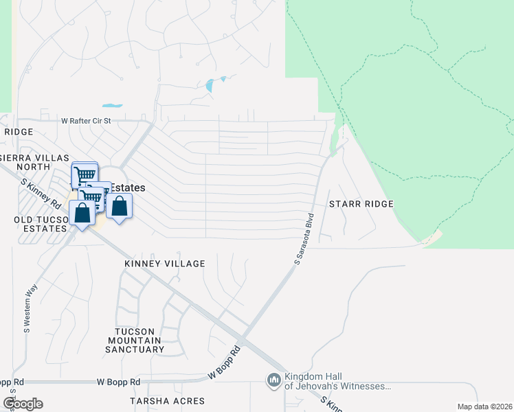 map of restaurants, bars, coffee shops, grocery stores, and more near 5441 West Box R Street in Tucson