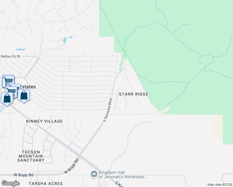 map of restaurants, bars, coffee shops, grocery stores, and more near 5309 West Box R Street in Tucson